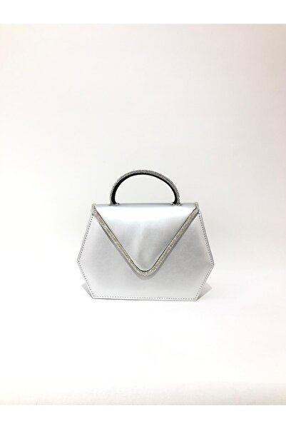 womenacs Silver Color Faux Leather Envelope Clutch Evening Bag with Rhinestone Cover Chain Strap Handheld Wedding Engagement Evening Bag