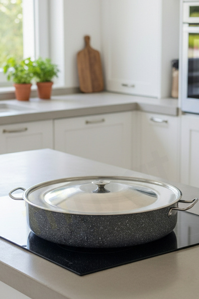 FİTHOME 46 cm Granite Large Industrial Stew Pot Fireproof Non-Stick Industrial Grade Cookware XXXL