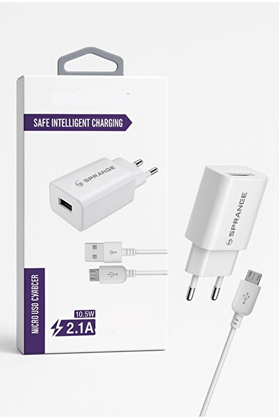 WASHA Micro Şarj Aleti Set Adaptör ve Kablo 10.5W 2.1A USB Micro Girişli Adaptör ve Kablo Hızlı Şarj Aleti