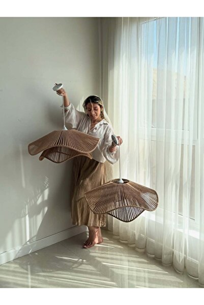 luminart Rustik Tarz Bohem avize Makrome avize Salon avize Yatak Odası Avize Rattan Avize