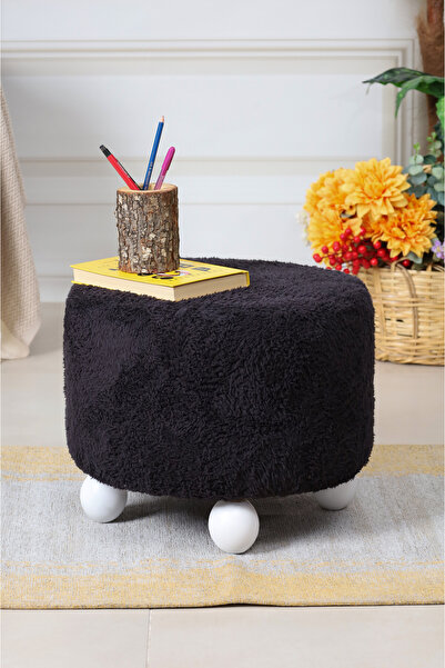 PUFMANYA POLO X-LARGE 45 X 45 CM DOĞAL AHŞAP GÜRGEN AYAKLI YUMUŞACIK PELUŞ PUF KOLTUK