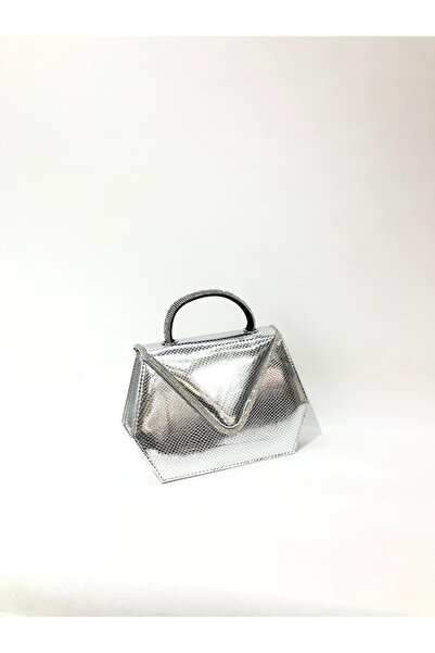 womenacs Silver Color Snake Pattern Material Envelope Stone Covered Evening Dress Clutch Chain Strap Hand Wedding Engagement Bag