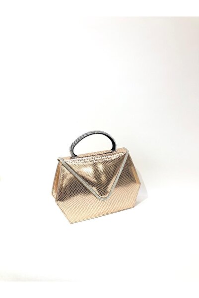 womenacs Rose Color Snake Pattern Material Envelope Stone Covered Evening Dress Clutch Chain Strap Hand Wedding Engagement Bag