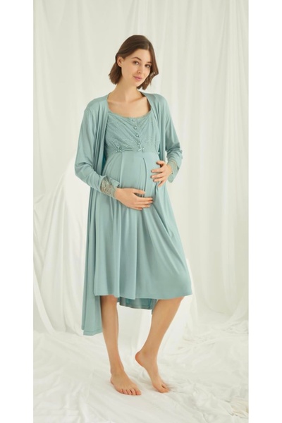 NightLove طقم روب أمومة بأزرار أمامية من Monamise 18670