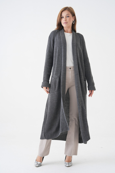 barış sülün lovebox Women's Knitwear Fabric Double Pocket Design Shawl Collar...