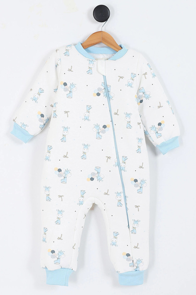 Ofislot Giraffe Patterned Lined Long Sleeve Cotton Winter Children's Baby Boy Sleeping Bag 2.5 Tog 2 3 4 5 6 Years Old