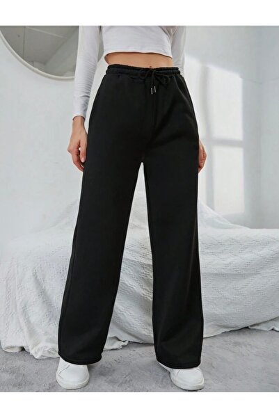 BYMEER Černé volné tepláky s širokými nohavicemi