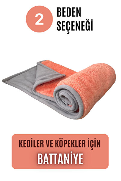 pawdaz Çift Katlı, Yıkanabilir Kedi ve Köpek Battaniyesi (Şeftali)