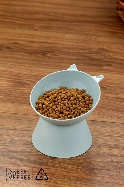 Espas Home Yüksek Ayaklı Evcil Kedi-Köpek Hayvan Mama Kabı - Mavi