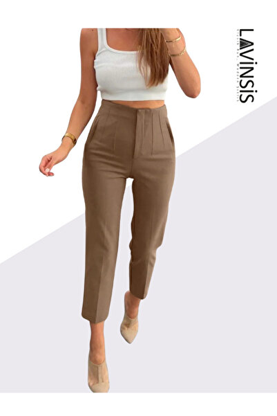 lavinsis Kadın Zr Model Pensli Yüksek Bel Dar Paça Kadın Kumaş Pantolon