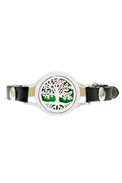 NEO Neo™ WJ254 Aromatherapy Bracelet, Tree of Life curled leaves, -friendly, zinc alloy and leather