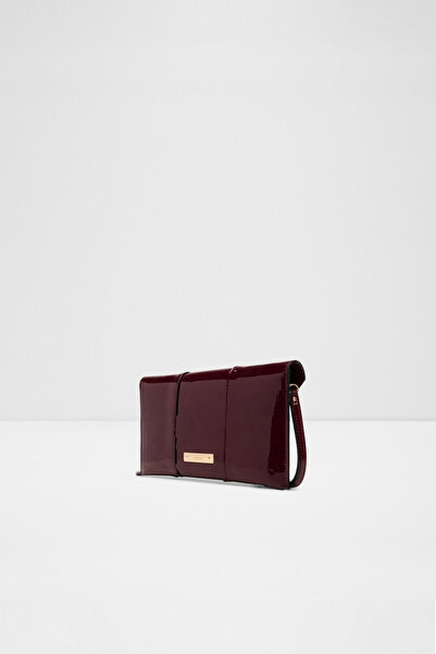 Aldo Feille - Women's Small Size Burgundy Clutch Handbag with Multiple Interior Pockets, Detachable Chain Strap and Wristlet