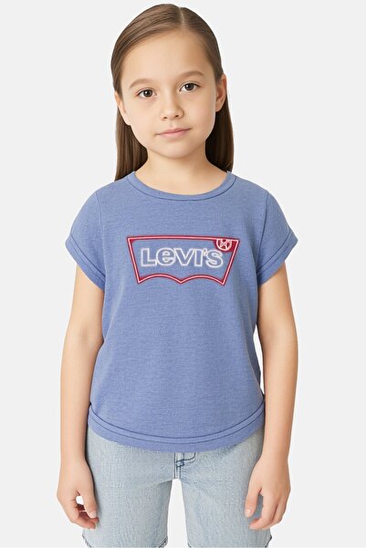 Levi's بلوزة للبنات الصغار برقبة دائرية وأكمام قصيرة وشعار العلامة التجارية، ...