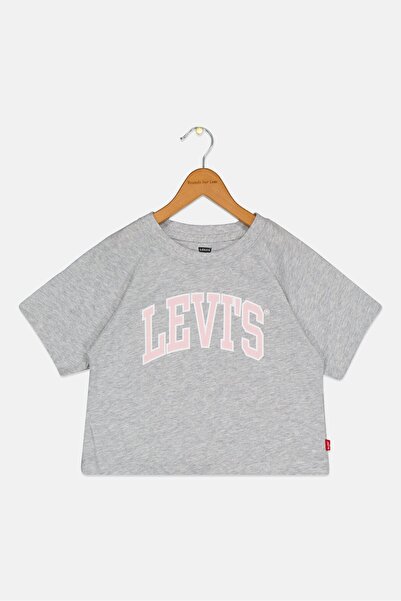 Levi's Kids Girl Brand Logo Short Sleeves T-Shirt, Heather Grey