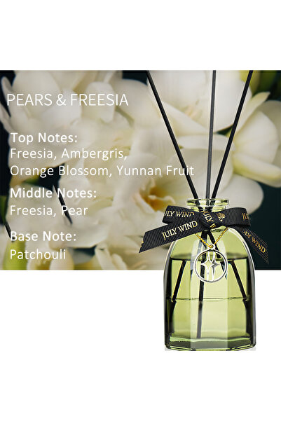 L&Wen Reed Diffuser, Home Fragrance Essential Oil with 5 Reed Sticks for Home Décor 150ml- Pears & Freesia