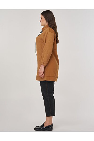 Kayra Turtleneck Sweater with Ribbed Detail Tobacco