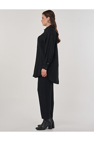 Kayra Pocket Detailed Lyocell Double Suit Black