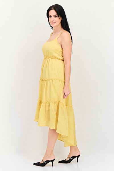 Forever 21 Women Textured Midi Dress, Yellow