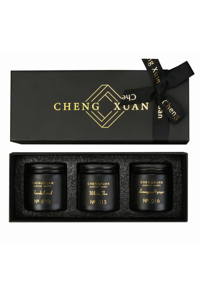 ChengXuan شمعة معطرة، شمعة العلاج بالروائح مع مجموعة هدايا شمع الصويا لمنتجات الاستحمام، 3 قطع