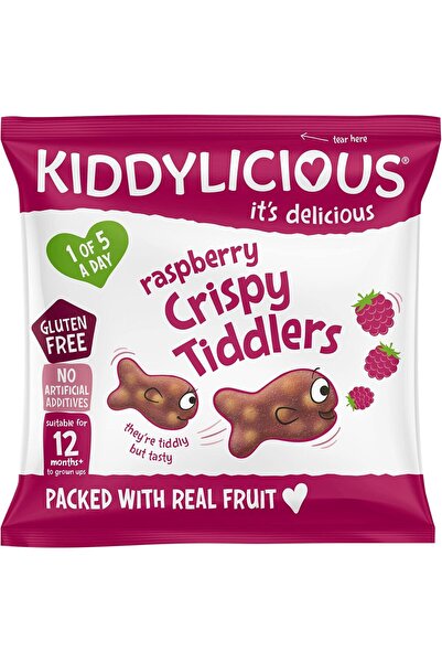 Kiddylicious Raspberry Crispy Tiddlers - Delicious Real Fruit Treat for Kids - Suitable for 12+ Mont