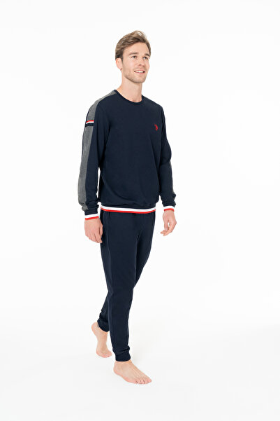 U.S. Polo Assn. Erkek Bisiklet Yaka Paça Lastikli Lacivert Ev Giyim %100 Pamuklu - Lacivert - BCP1.18F93O1-XLAC