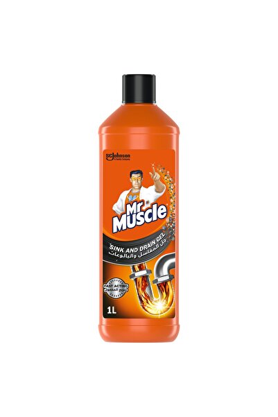 Mr. Muscle جل تنظيف الأحواض والمصارف، 1 لتر، تركيبة قوية لإزالة الانسدادات في المطبخ والحمام