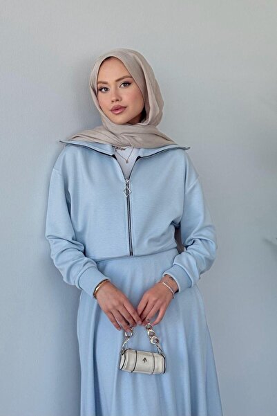 Şulemoda Giyim Moda Ribanalı Takım Mavi