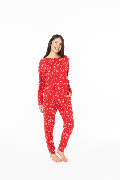 U.S. Polo Assn. Women's Snowflake Patterned Elastic Leg Home Wear Red - Red - Batdn20V15U2-Tkir