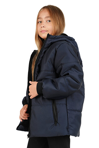 Merdia Kız Çocuk Su ve Rüzgar Geçirmez İçi Kürklü Kapüşonlu Mont