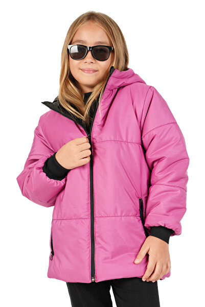 Merdia Kız Çocuk Su ve Rüzgar Geçirmez İçi Kapüşonlu Mont