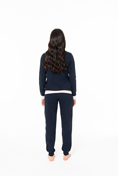 U.S. Polo Assn. Kadın Lastikli Paça %100 Pamuklu Baskılı Rahat Pijama Takımı Lacivert - Lacivert - ILC2.20M11C7-SLAC