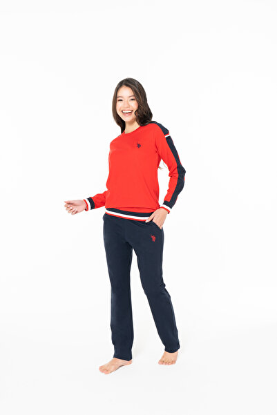 U.S. Polo Assn. Women's Rubber Sleeve Straight Leg Long Home Wear Red 100% Cotton - Red - Sreia20I11U6-Gkir