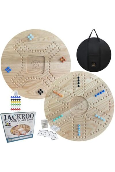JackarooJoker Premium Solid OAK Wooden Board Game, 54 cm Double-Sided, 4-6 Pl...
