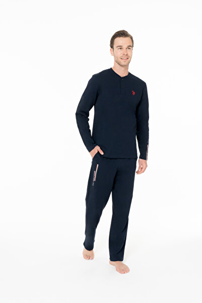 U.S. Polo Assn. Erkek Konforlu %100 Pamuk Yaka Düğmeli Lacivert Büyük Beden - Lacivert - SREIA18C95I9BOTL-LAC