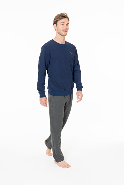 U.S. Polo Assn. Erkek Cep Detaylı Düz Paça Uzun Kollu Pijama Seti Lacivert - Lacivert - SELKR18Y93A3-CLAC