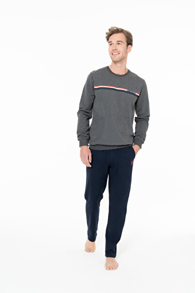 U.S. Polo Assn. Men's Crew Neck Rubber Sleeve Pajama Set Anthracite Plus Size Anthracite - Ilc2.18U92S5Bqtl-Ant