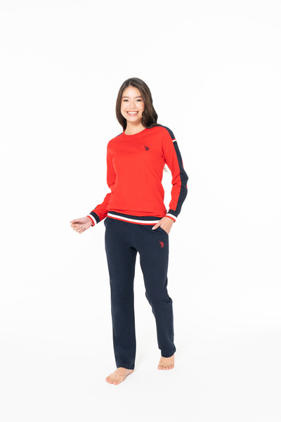 U.S. Polo Assn. Women's Rubber Sleeve Straight Leg Long Home Wear Red 100% Cotton - Red - Sreia20I11U6-Gkir