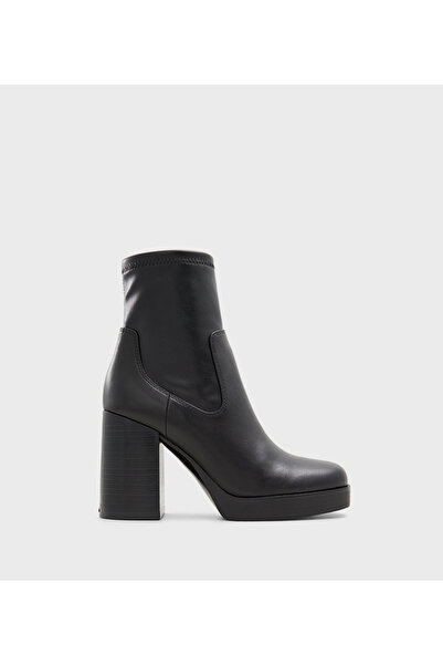 Aldo Seraphica Platform Sock Ankle Boots In Black Leather