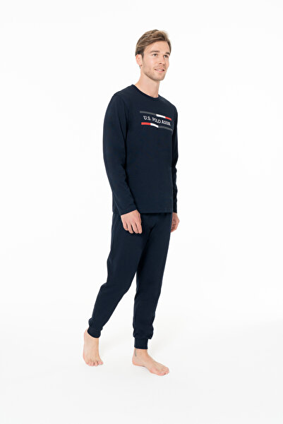 U.S. Polo Assn. Erkek Cep Detaylı Bisiklet Yaka %100 Pamuk Lacivert Ev Giyim - Lacivert - ILC2.18M95C1-SLAC