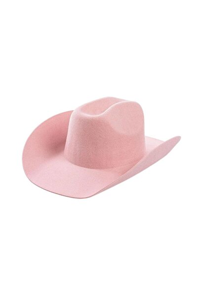 Pursehuit Pălărie de damă, roz, lână, stil cowboy, Malan