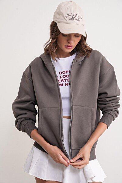 Mixray 2023 Unisex 3-σκέλη φούτερ με φερμουάρ από φλις με κουκούλα ανθρακί