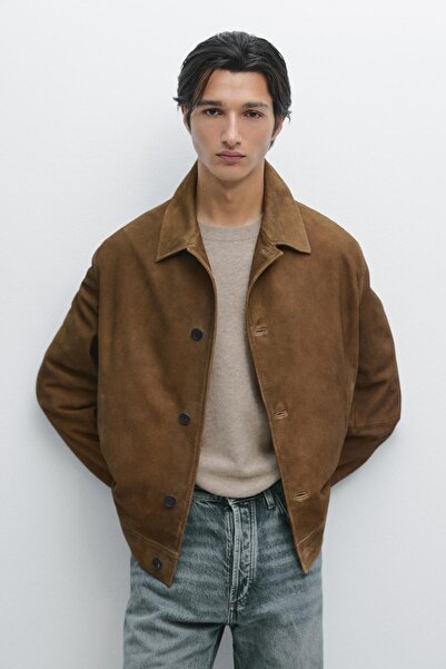 Massimo Dutti Düğmeli napa deri ceket