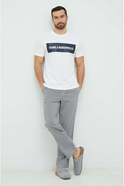OEM KARL LAGERFELD Pajamas with cotton logo, Navy Grey, L INTL
