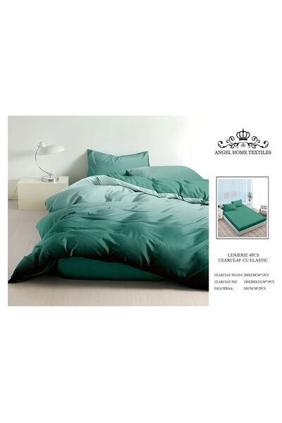 OEM 4-Piece Elastic Bed Linen Set, UNI Wave Pattern 180x200cm with 2 Pillowcases Included