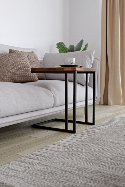 KIYMIK HOME 4004 Zigon Sehpa – %100 Gerçek Ağaç - Ceviz