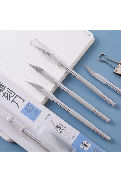 SF SCRAPBOOK KIRTASİYE Carving Knife Tasarım Hobi Kretuar Bıçağı 5 Uç Yedekli Set, Scrapbook, Scrapbooking
