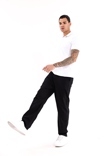 Montland Ανδρικό μαύρο λινό παντελόνι – Αναπνεύσιμο, Άνετο και Καθημερινό Φόρεμα - Μεγάλο Εύρος Μεγεθών-