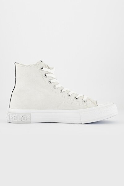 Karl Lagerfeld , Mid-High Canvas Sneakers with Logo Details, White, Size 39
