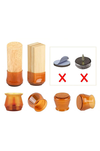 ColorfulLaVie Set of 32 furniture protectors, TPE, brown, 3.8 x 3.5 cm