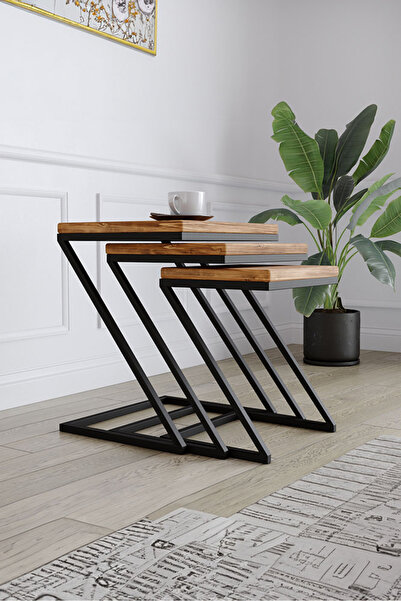 KIYMIK HOME 4000 Zigon Sehpa – %100 Gerçek Ağaç - Köknar